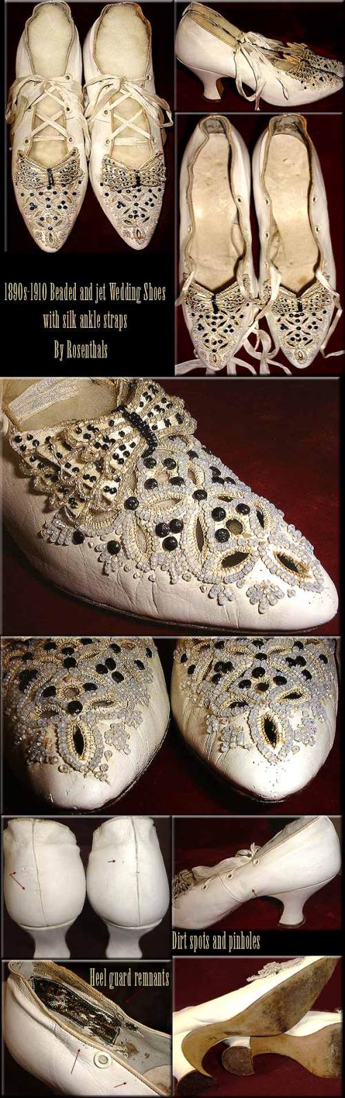 Detail of beaded silk slippers from the 1880s.